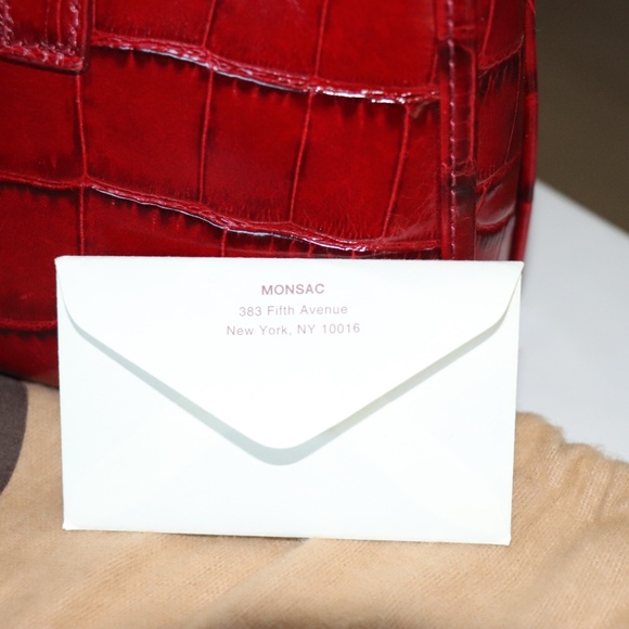 Monsac Handbag Red (blue hue) Alligator Embossed Leather - Picture 5 of 9